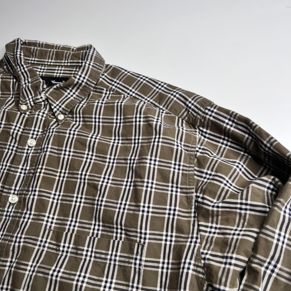 Eddie Bauer Shirt Mens LT Brown Plaid Long Sleeve Button Up Pockets Workwear - Picture 3 of 6